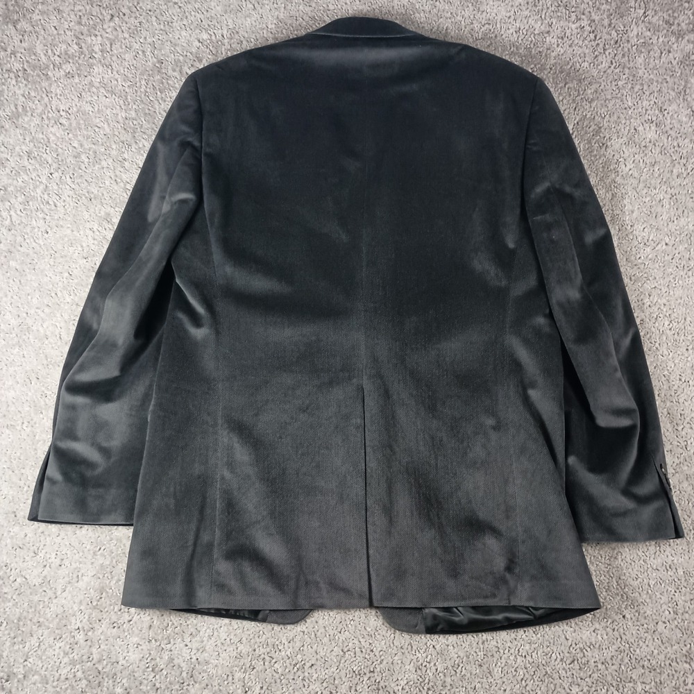 Chaps Velvet Herringbone 42L Mens Charcoal Grey 2-Button Blazer - Picture 12 of 16